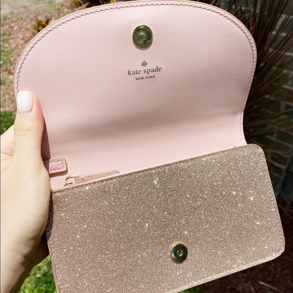 👜💕-Kate Spade Glitter Wallet Rose Gold - Picture 7 of 8